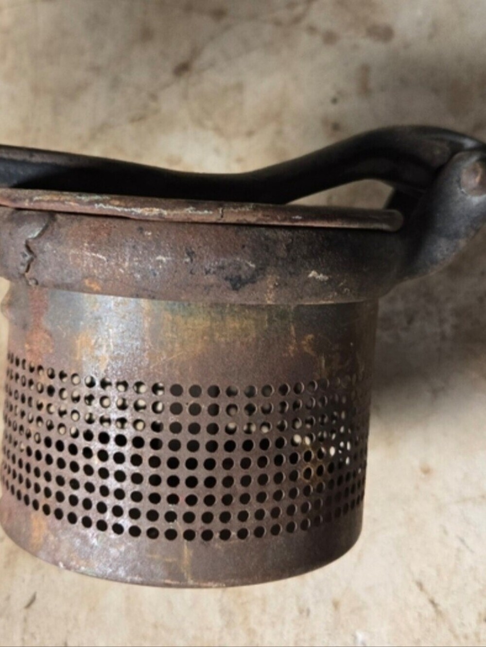 Vintage Ricer Metal Potato Prep Kitchen Decor Rusty Gold